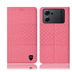 Oppo K10 5G用手帳型 布 スタンド H12P Oppo ピンク