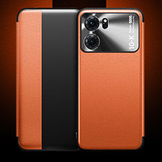 Oppo K10 5G用手帳型 レザーケース スタンド カバー Oppo オレンジ
