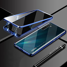 Oppo K5用ケース 高級感 手触り良い アルミメタル 製の金属製 360度 フルカバーバンパー 鏡面 カバー M02 Oppo ネイビー