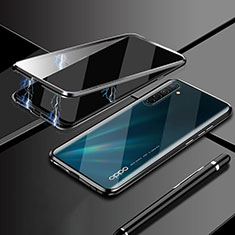 Oppo K5用ケース 高級感 手触り良い アルミメタル 製の金属製 360度 フルカバーバンパー 鏡面 カバー M02 Oppo ブラック
