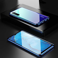 Oppo K7 5G用ケース 高級感 手触り良い アルミメタル 製の金属製 360度 フルカバーバンパー 鏡面 カバー M03 Oppo ネイビー