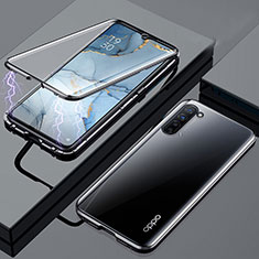 Oppo K7 5G用ケース 高級感 手触り良い アルミメタル 製の金属製 360度 フルカバーバンパー 鏡面 カバー M02 Oppo ブラック
