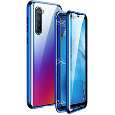 Oppo K7 5G用ケース 高級感 手触り良い アルミメタル 製の金属製 360度 フルカバーバンパー 鏡面 カバー M06 Oppo ネイビー