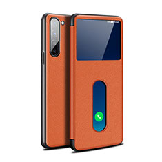 Oppo K7 5G用手帳型 レザーケース スタンド カバー Oppo オレンジ