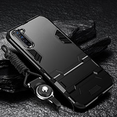 Oppo K7 5G用ハイブリットバンパーケース スタンド プラスチック 兼シリコーン カバー Oppo ブラック
