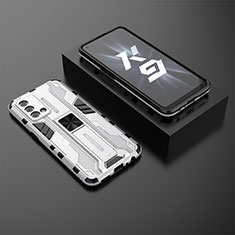 Oppo K9 5G用ハイブリットバンパーケース スタンド プラスチック 兼シリコーン カバー マグネット式 T02 Oppo ホワイト