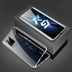 Oppo K9 5G用ケース 高級感 手触り良い アルミメタル 製の金属製 360度 フルカバーバンパー 鏡面 カバー P01 Oppo シルバー