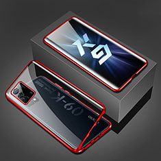 Oppo K9 5G用ケース 高級感 手触り良い アルミメタル 製の金属製 360度 フルカバーバンパー 鏡面 カバー P01 Oppo レッド