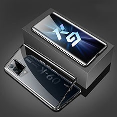 Oppo K9 5G用ケース 高級感 手触り良い アルミメタル 製の金属製 360度 フルカバーバンパー 鏡面 カバー P01 Oppo ブラック