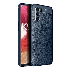 Oppo K9 Pro 5G用シリコンケース ソフトタッチラバー レザー柄 カバー Oppo ネイビー