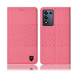 Oppo K9S 5G用手帳型 布 スタンド H14P Oppo ピンク