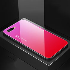Oppo R15X用ハイブリットバンパーケース プラスチック 鏡面 虹 グラデーション 勾配色 カバー H01 Oppo ローズレッド