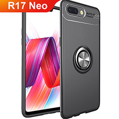 Oppo R17 Neo用極薄ソフトケース シリコンケース 耐衝撃 全面保護 アンド指輪 マグネット式 バンパー Oppo ブラック