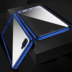 Oppo R17 Neo用ケース 高級感 手触り良い アルミメタル 製の金属製 360度 フルカバーバンパー 鏡面 カバー T06 Oppo ネイビー