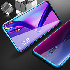 Oppo Realme X用ケース 高級感 手触り良い アルミメタル 製の金属製 360度 フルカバーバンパー 鏡面 カバー M01 Oppo ネイビー