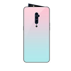 Oppo Reno 10X Zoom用ハイブリットバンパーケース プラスチック 鏡面 虹 グラデーション 勾配色 カバー Oppo ピンク