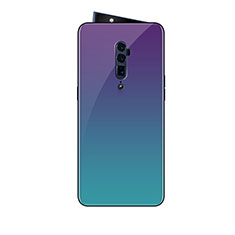 Oppo Reno 10X Zoom用ハイブリットバンパーケース プラスチック 鏡面 虹 グラデーション 勾配色 カバー Oppo グリーン