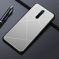 Oppo Reno Ace用ケース 高級感 手触り良い アルミメタル 製の金属製 カバー M01 Oppo シルバー