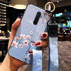 Oppo Reno Ace用シリコンケース ソフトタッチラバー 花 カバー S02 Oppo ネイビー