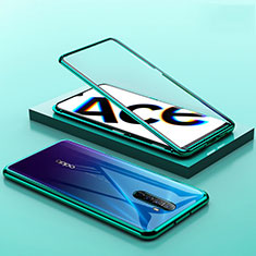 Oppo Reno Ace用ケース 高級感 手触り良い アルミメタル 製の金属製 360度 フルカバーバンパー 鏡面 カバー Oppo グリーン