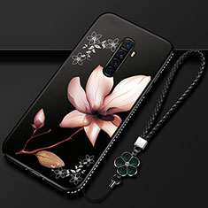 Oppo Reno Ace用シリコンケース ソフトタッチラバー 花 カバー Oppo ブラウン