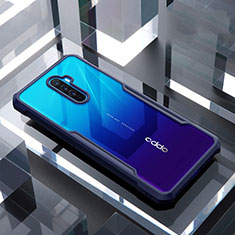 Oppo Reno Ace用ハイブリットバンパーケース クリア透明 プラスチック 鏡面 カバー Oppo ネイビー