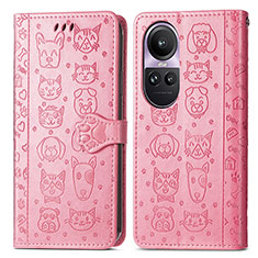 Oppo Reno10 5G用手帳型 レザーケース スタンド パターン カバー S03D Oppo ピンク