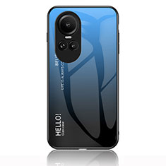 Oppo Reno10 5G用ハイブリットバンパーケース プラスチック 鏡面 虹 グラデーション 勾配色 カバー LS1 Oppo ネイビー