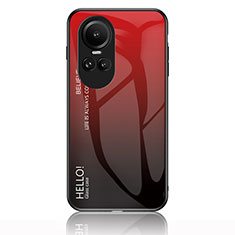 Oppo Reno10 Pro 5G用ハイブリットバンパーケース プラスチック 鏡面 虹 グラデーション 勾配色 カバー LS1 Oppo レッド