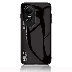 Oppo Reno10 Pro 5G用ハイブリットバンパーケース プラスチック 鏡面 虹 グラデーション 勾配色 カバー LS1 Oppo ブラック