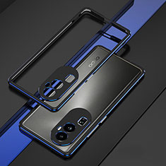 Oppo Reno10 Pro+ Plus 5G用ケース 高級感 手触り良い アルミメタル 製の金属製 バンパー カバー JZ1 Oppo ネイビー・ブラック