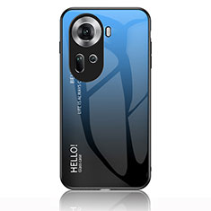 Oppo Reno11 5G用ハイブリットバンパーケース プラスチック 鏡面 虹 グラデーション 勾配色 カバー LS1 Oppo ネイビー