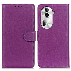 Oppo Reno11 Pro 5G用手帳型 レザーケース スタンド カバー A03D Oppo パープル