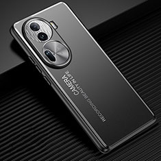 Oppo Reno11 Pro 5G用ケース 高級感 手触り良い アルミメタル 製の金属製 兼シリコン カバー JL2 Oppo ブラック