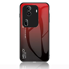 Oppo Reno11 Pro 5G用ハイブリットバンパーケース プラスチック 鏡面 虹 グラデーション 勾配色 カバー LS1 Oppo レッド