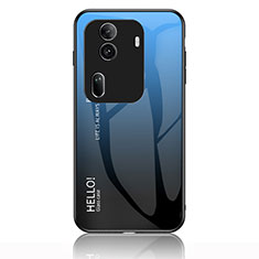 Oppo Reno11 Pro 5G用ハイブリットバンパーケース プラスチック 鏡面 虹 グラデーション 勾配色 カバー LS1 Oppo ネイビー