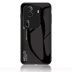 Oppo Reno11 Pro 5G用ハイブリットバンパーケース プラスチック 鏡面 虹 グラデーション 勾配色 カバー LS1 Oppo ブラック
