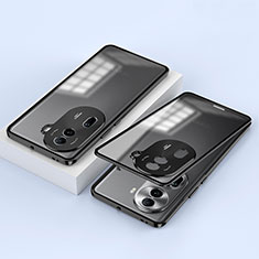 Oppo Reno11 Pro 5G用ケース 高級感 手触り良い アルミメタル 製の金属製 360度 フルカバーバンパー 鏡面 カバー Oppo ブラック