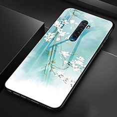 Oppo Reno2用ハイブリットバンパーケース プラスチック 鏡面 花 カバー Oppo グリーン