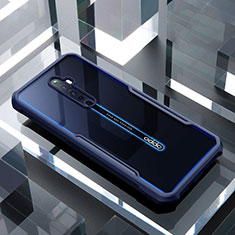 Oppo Reno2 Z用ハイブリットバンパーケース クリア透明 プラスチック 鏡面 カバー Oppo ネイビー