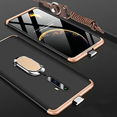 Oppo Reno2 Z用ハードケース プラスチック 質感もマット 前面と背面 360度 フルカバー アンド指輪 Oppo ゴールド・ブラック