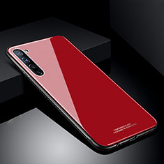 Oppo Reno3用ハイブリットバンパーケース プラスチック 鏡面 カバー T01 Oppo レッド