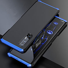 Oppo Reno3 Pro用ケース 高級感 手触り良い アルミメタル 製の金属製 カバー Oppo ネイビー・ブラック