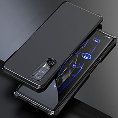 Oppo Reno3 Pro用ケース 高級感 手触り良い アルミメタル 製の金属製 カバー Oppo ブラック