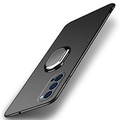 Oppo Reno4 5G用ハードケース プラスチック 質感もマット アンド指輪 マグネット式 A01 Oppo ブラック