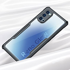 Oppo Reno4 5G用ハイブリットバンパーケース クリア透明 プラスチック 鏡面 カバー Oppo ブラック