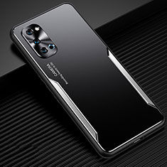 Oppo Reno4 5G用ケース 高級感 手触り良い アルミメタル 製の金属製 カバー T01 Oppo シルバー