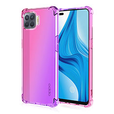 Oppo Reno4 F用極薄ソフトケース グラデーション 勾配色 クリア透明 G01 Oppo ピンク