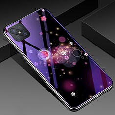 Oppo Reno4 Z 5G用ハイブリットバンパーケース プラスチック パターン 鏡面 カバー Oppo パープル