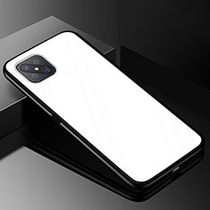 Oppo Reno4 Z 5G用ハイブリットバンパーケース プラスチック 鏡面 虹 グラデーション 勾配色 カバー Oppo ホワイト